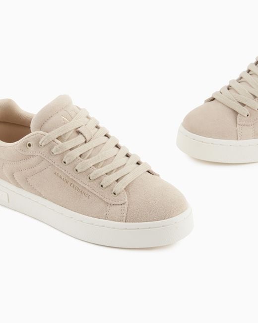 ARMANI EXCHANGE White Leather Sneakers With Embossed Details