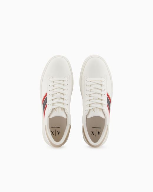 ARMANI EXCHANGE White Urban-Tech Sneakers With Webbing Details