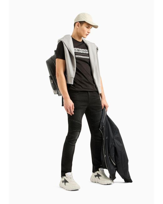 Armani Exchange Black Regular Fit Jersey T-shirt With Contrasting Logo Print for men