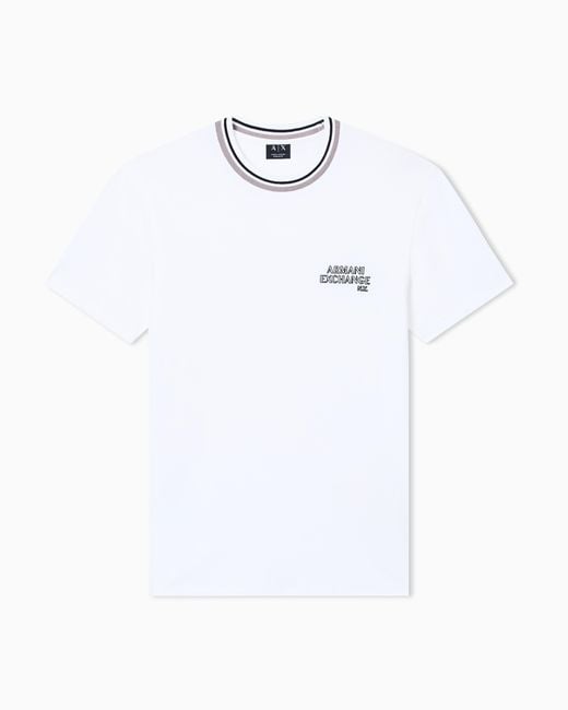 ARMANI EXCHANGE White Regular Fit Cotton T-Shirt for men