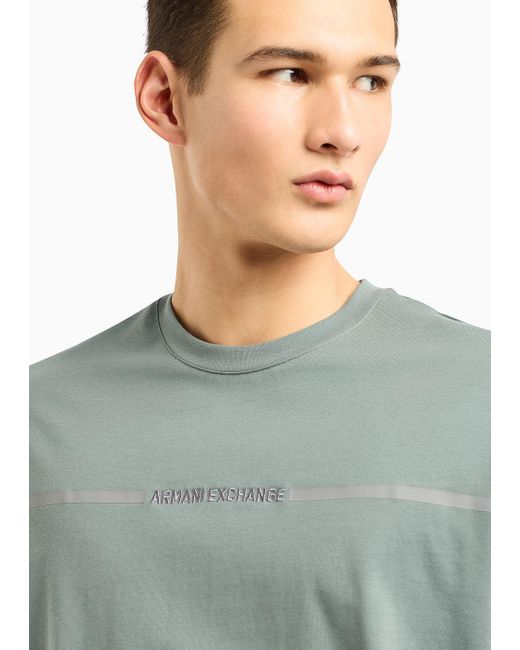 Armani Exchange Green Regular Fit T-shirt With Logo Stripe for men