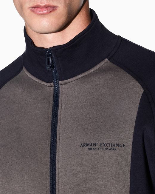 ARMANI EXCHANGE Blue Regular Fit Sweatshirt Bonded Stretch Cotton Blend for men