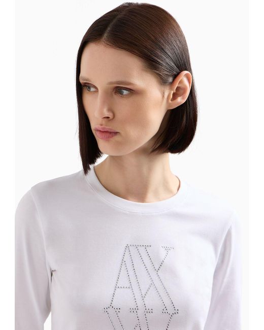 Armani Exchange White Long Sleeves T-shirts