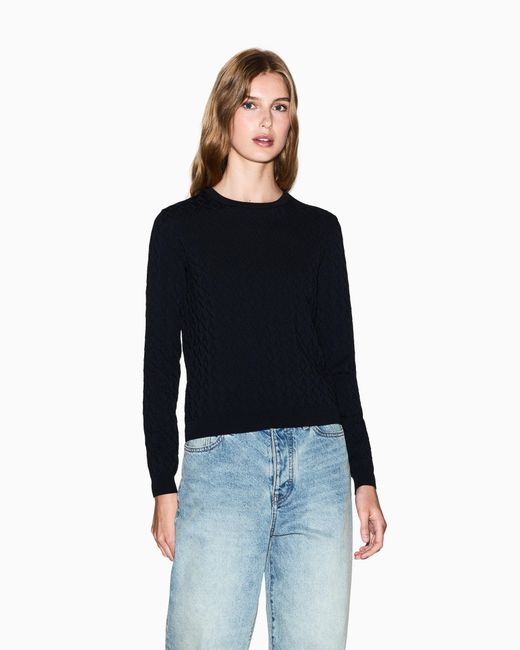 ARMANI EXCHANGE Blue Jacquard Sweater With Diamond Logo