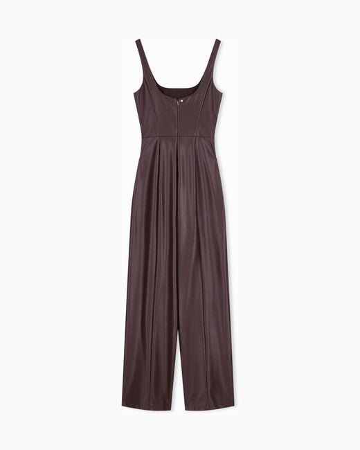 ARMANI EXCHANGE Purple Regular Fit Jumpsuit With Outer Coating And Rib Details