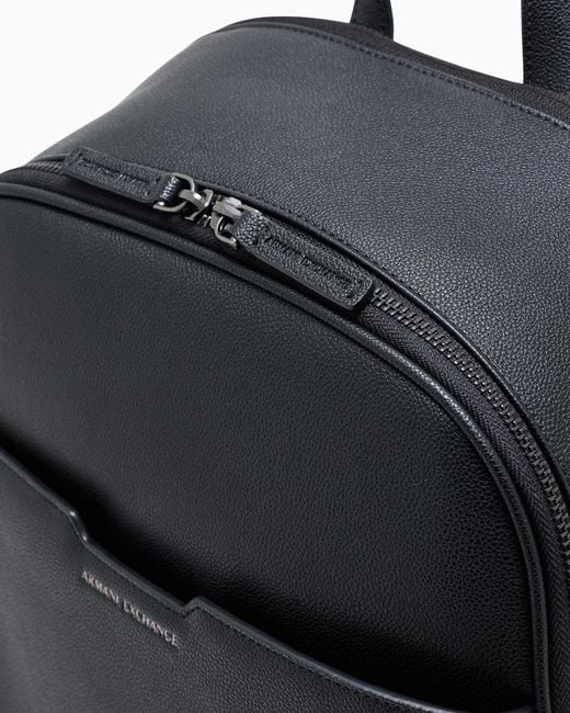 ARMANI EXCHANGE Black Minimalist Backpack With Adjustable Straps And Zip Closure for men