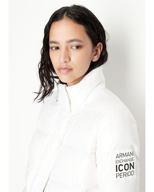 Armani Exchange White Icon Logo Padded Jacket