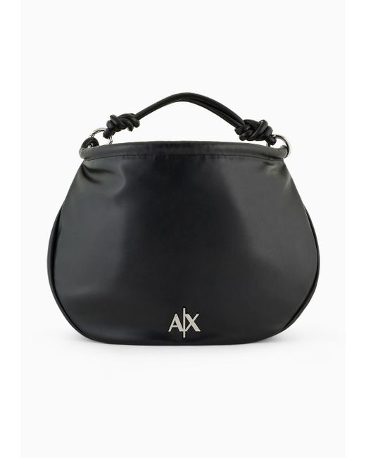 Armani Exchange Black Large Round Handbag With Logo
