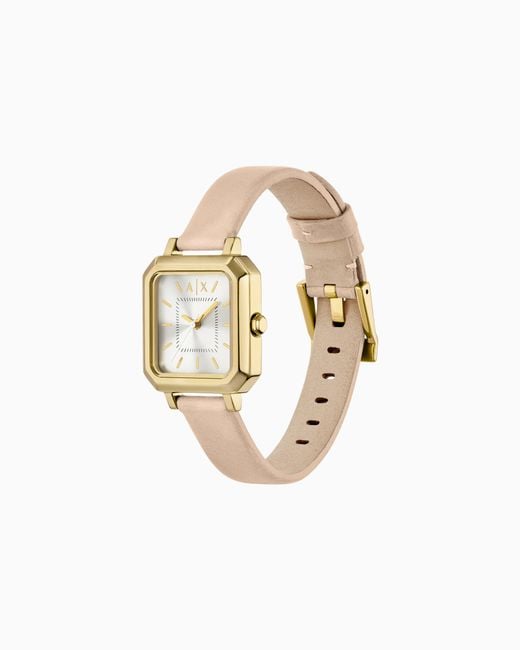 ARMANI EXCHANGE White Three-Hand Nude Leather Watch And Bracelet Gift Set