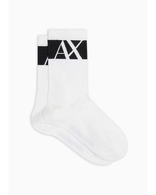 Armani Exchange White Socks With Logo