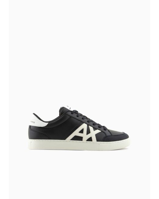 Armani Exchange Blue Microsuede Sneakers With Logo for men