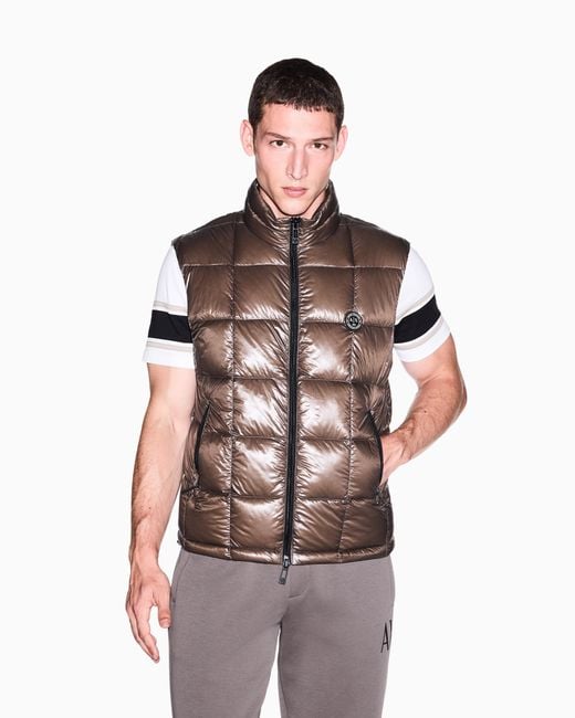 ARMANI EXCHANGE Brown Down Jacket Nylon With Down Feather Padding for men