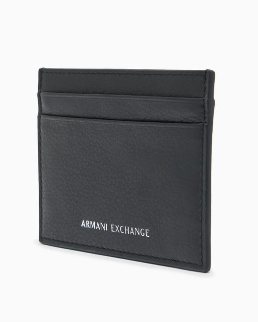 ARMANI EXCHANGE White Smooth Leather Cardholder With Multiple Slots And Logo for men