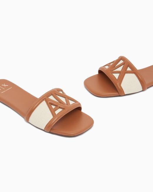 ARMANI EXCHANGE White Flat Sandals