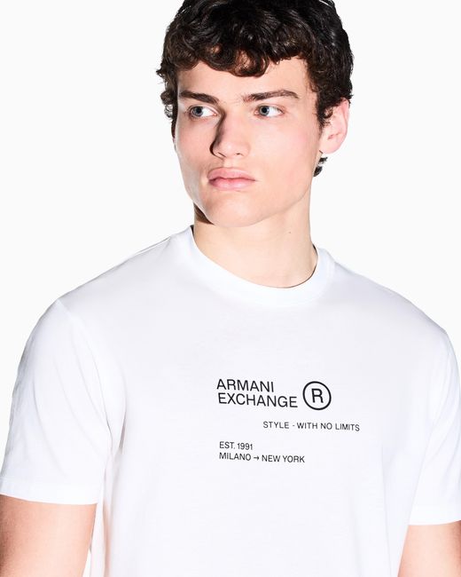 ARMANI EXCHANGE White Classic Cotton Jersey Regular Fit T-Shirt for men