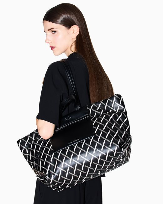 ARMANI EXCHANGE Black Große Shopper-Tasche Mit Zwei Tragegriffen