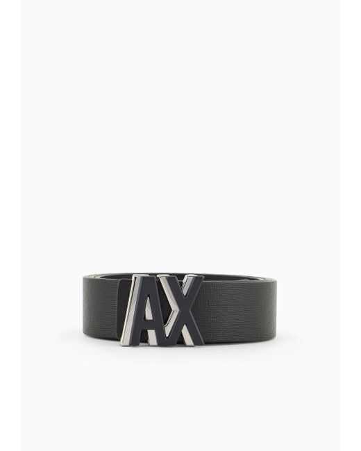 Armani Exchange White Leather Belt With Logo Buckle for men