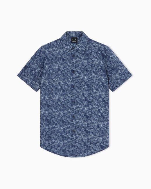 ARMANI EXCHANGE Blue Oversized Cotton Shirt for men