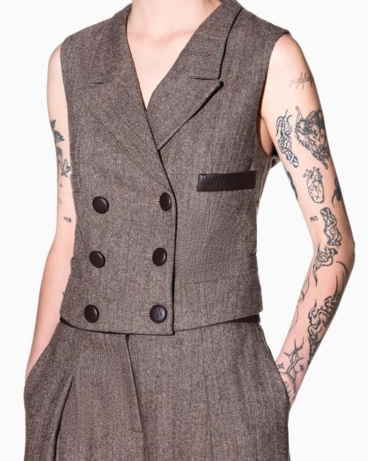 ARMANI EXCHANGE Brown Regular Fit Waistcoat