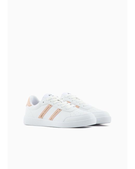 Armani Exchange White Sneakers With Contrasting Side Bands