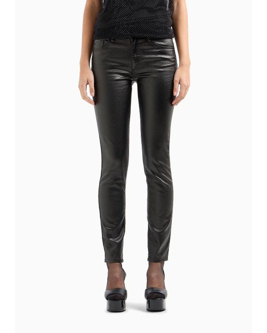 Jeans J01 Super Skinny In Tessuto Splamato di Armani Exchange in Black