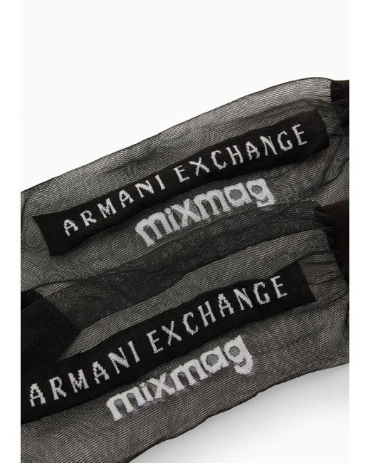 Armani Exchange Black Tulle Socks With Logo