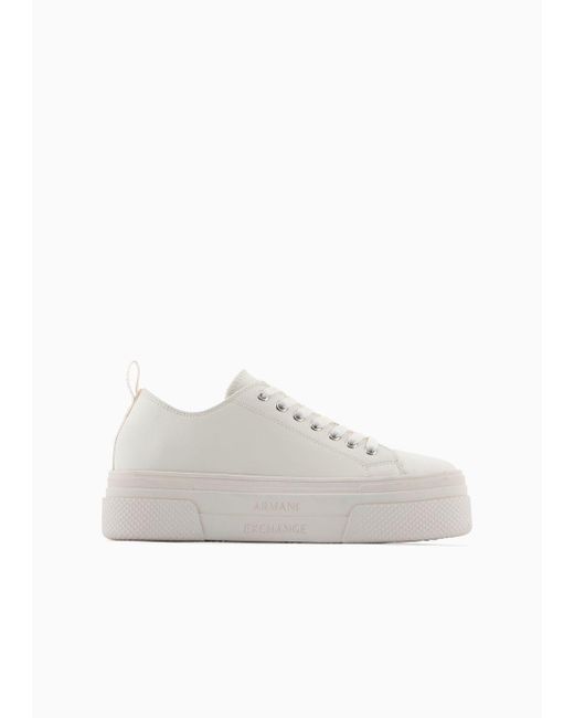 Armani Exchange White Action Leather Sneakers