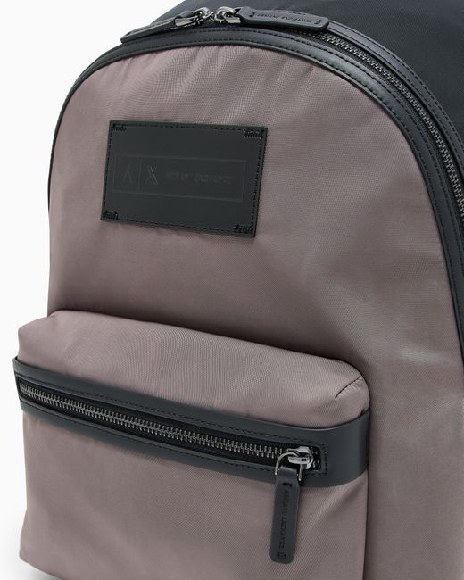 ARMANI EXCHANGE Gray Two-Tone Backpack With Logo for men