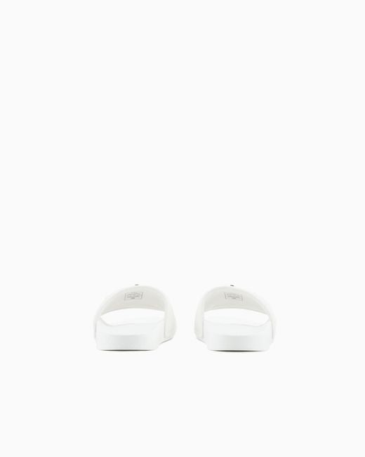 ARMANI EXCHANGE White Slide Sandals With A Wide Strap And Textured Rubber Sole for men