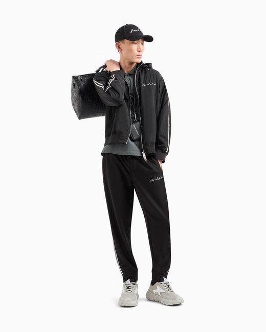 ARMANI EXCHANGE Black Contrasting Bands Jacket With Zip for men