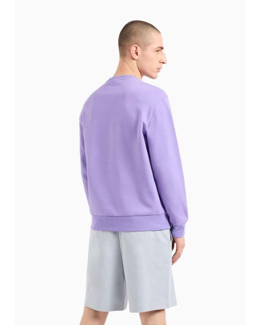Armani Exchange Purple Crew-neck Sweatshirt With Matching Front Patch for men