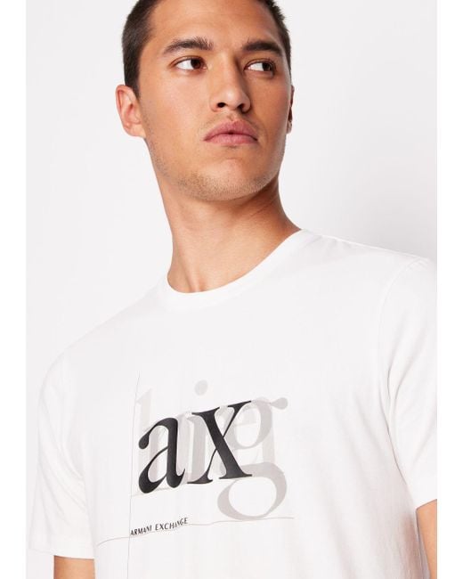 T-shirt Slim Fit In Jersey Con Stampa Sigle di Armani Exchange in White da Uomo