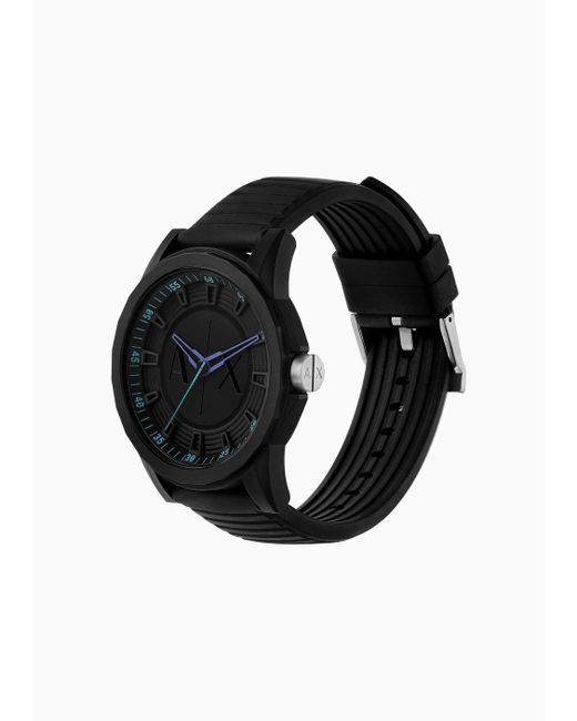 Armani Exchange Three-hand Black Silicone Watch for men
