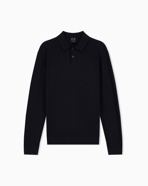 ARMANI EXCHANGE Blue Regular Fit Knit Polo for men