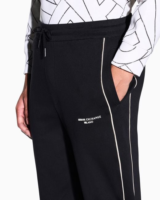 ARMANI EXCHANGE Black Interlock Trousers for men