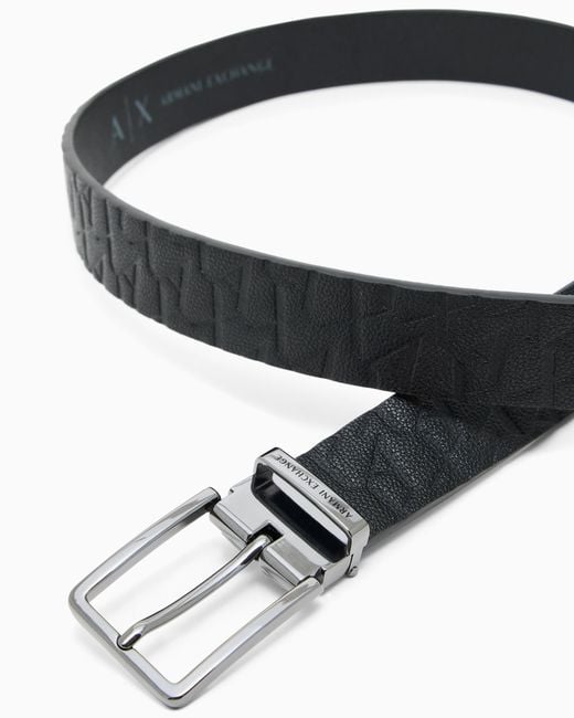 ARMANI EXCHANGE White Belt With A Textured Pattern And Polished Metal Buckle for men