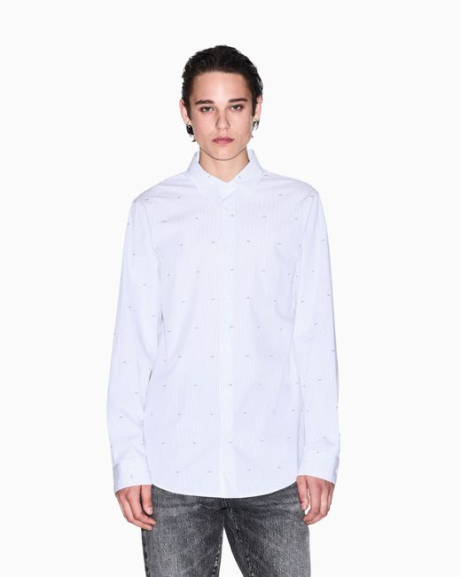 Camisa De Algodón Jacquard De Corte Regular ARMANI EXCHANGE de hombre de color White