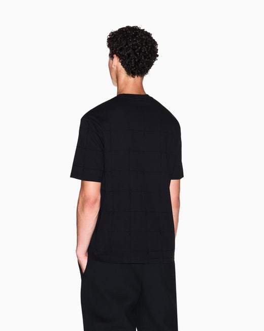 ARMANI EXCHANGE Black Geometric Pattern T-Shirt for men