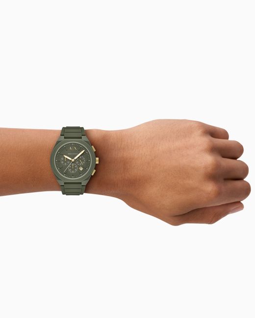 ARMANI EXCHANGE Green Chronograph Silicone Watch for men