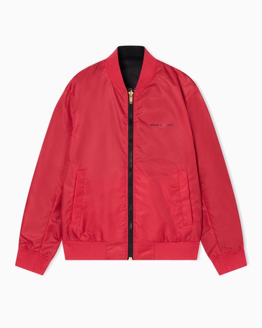 ARMANI EXCHANGE Blue Reversible Satin Blouson With Metal Details for men