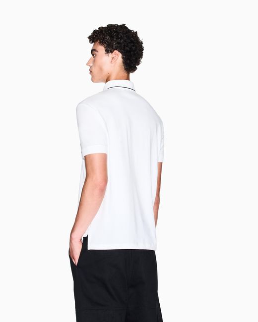 ARMANI EXCHANGE White Slim-Fit Stretch Cotton Jersey Polo Shirt Essential for men