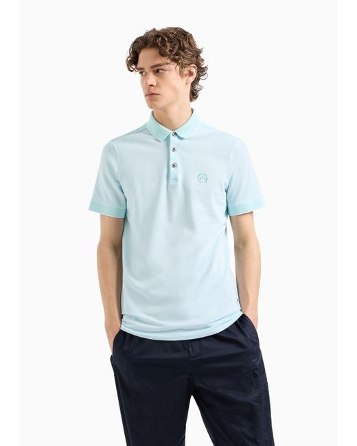 Polo In Cotone Con Dettagli A Contrasto di Armani Exchange in Blue da Uomo