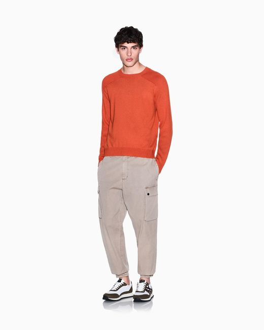 ARMANI EXCHANGE Orange Crew Neck Sweater With Shoulder Detail for men