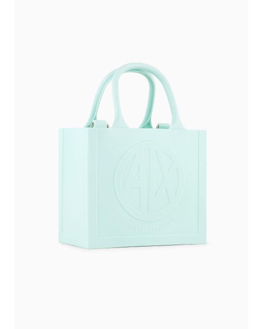 Armani Exchange Blue Milky Bag With Embossed Logo In Recycled Material