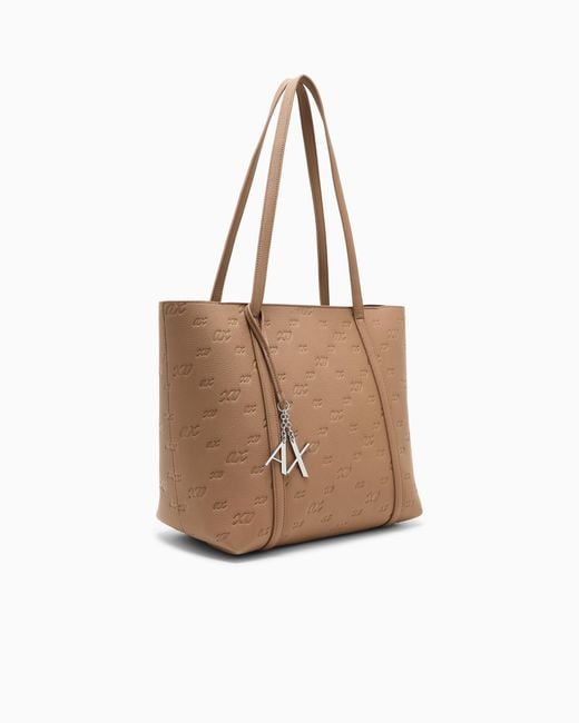 ARMANI EXCHANGE Natural Shopping Bag With An Embossed Logo
