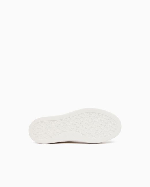 ARMANI EXCHANGE White Low Cut Sneakers With Coated And Split Leather Upper