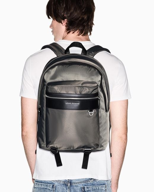 ARMANI EXCHANGE Black Technical Fabric Backpack for men