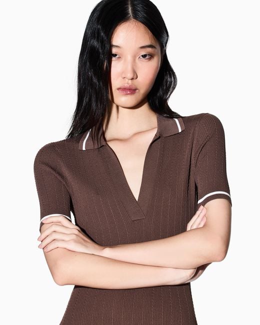 ARMANI EXCHANGE Brown Long Dress With Cut-Out Detail