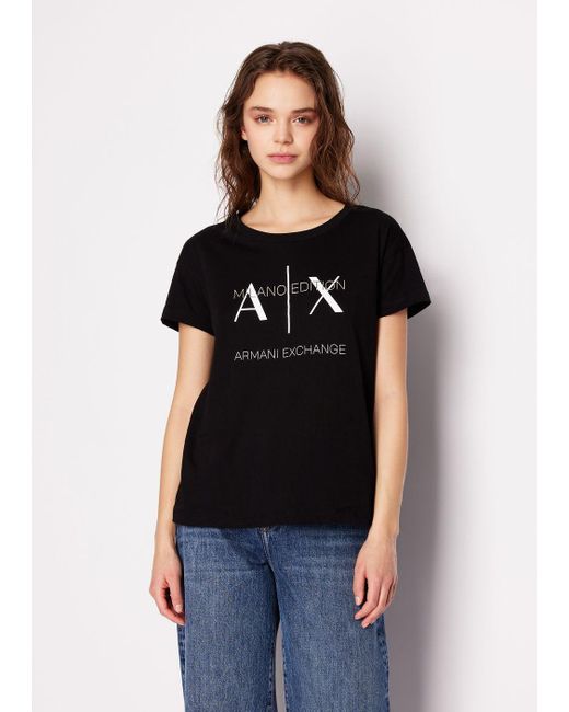 Armani Exchange Black A | X Armani Exchange Milano Edition Cotton Crewneck T-shirt