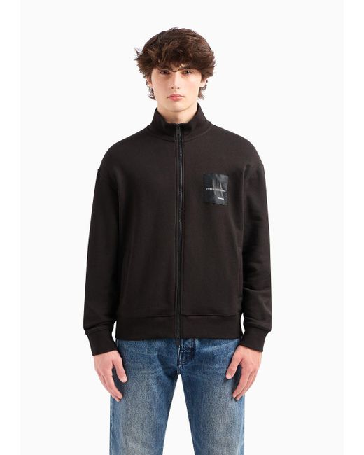 Armani Exchange Black Full Zip Sweatshirt In Asv Organic Cotton for men